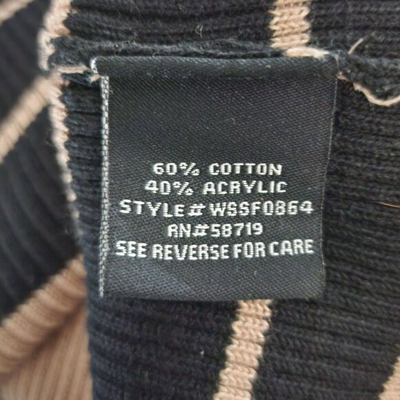 Elementz Womens Striped Pullover Sweater Cotton Blend Black‎ Beige Size 1X - Picture 4 of 11